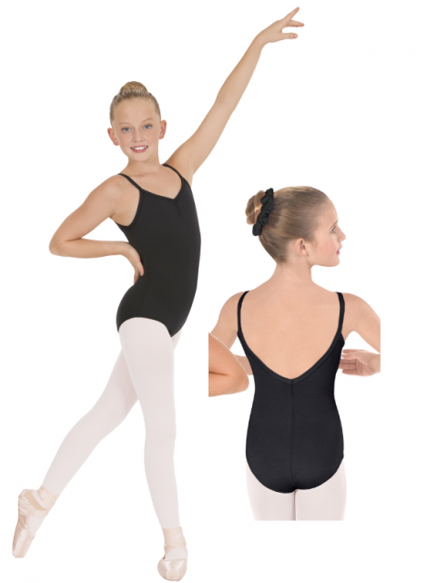 NWT Eurotard 44527M Microfiber Ladies Camisole Black Leotard Pinch Front Ballet 